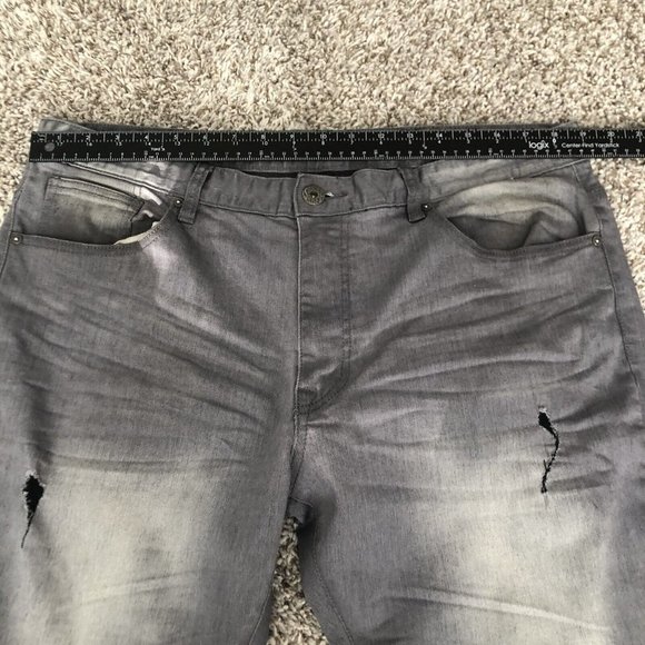 Smoke Rise Men's Black Fashion Distressed Rip Moto Denim Jean sz 40x32 - Picture 5 of 12